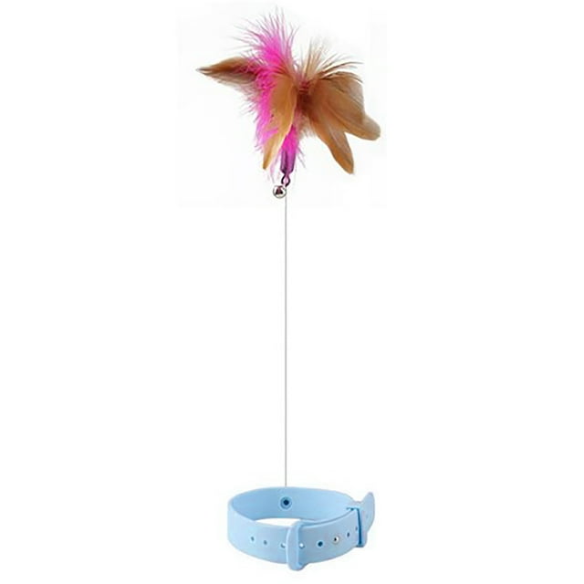 Collar de Plumas para Gatos, Juguetes Ajustables, Flexibles, Interactivos, DiverTidos, Varita de Plumas para Gatos Con Campana para Juegos en Interiores