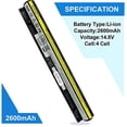thumbnail image 1 of Shareway Batería de Repuesto para Laptop de 4 Celdas para Lenovo G40 G40-45 G40-70M G40-80 G50 G50-45 G50-70M G50-80 Z50-30 Z50-70 Z40-70 L12L4A02 [14.8V 2600mAh], 1 of 2
