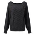 thumbnail image 5 of Gibobby Suéteres para mujer, Suéteres para Mujer otoño Invierno Manga Larga Casual Elegante suéter Color sólido(Negro,M), 5 of 5