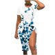 thumbnail image 1 of Vestido con cordón estampado de cuello redondo y manga corta de verano para mujer Pompotops ghjkhdj12311, 1 of 5