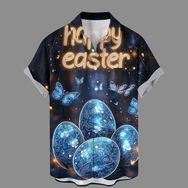 Ceisia Men's Loose Short Sleeve Printed Casual Shirt with Chest Pocket Black XXXXXL Gifts