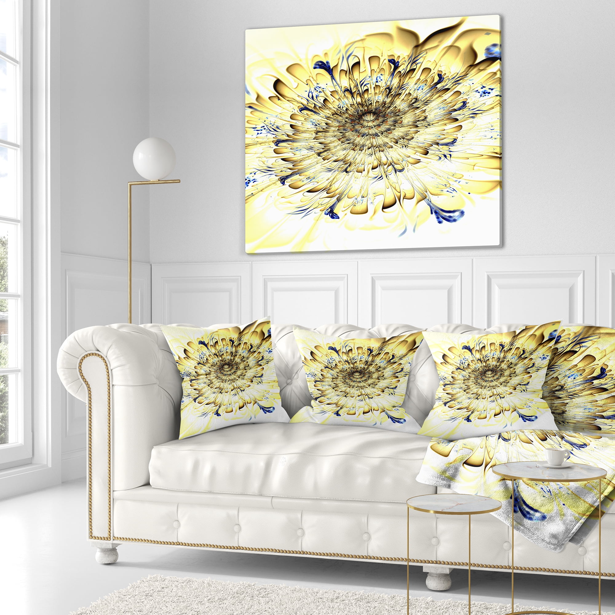 Designart 16" x 16" Yellow Polyester Throw Pillow