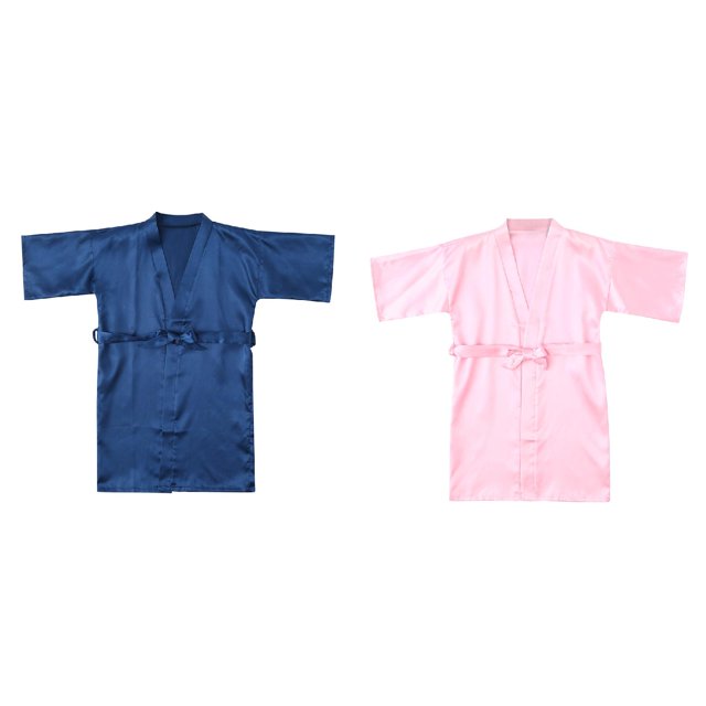 2 Pack(Pink 1PCS & Navy 1PCS) Multipack Fall Jacket Satin Robes Silk Sleepwear Skiing Jackets for Kimono Clothes Solid Jacket Bathrobe Coat&Jacket