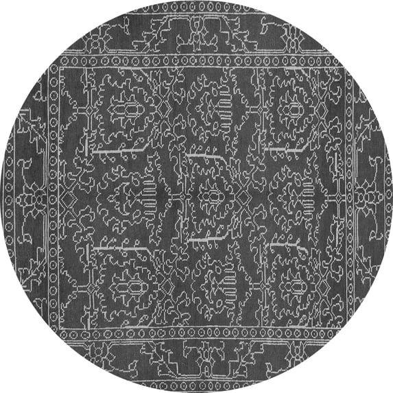 Ahgly Company Indoor Round Oriental Gray Modern Area Rugs, 4' Round
