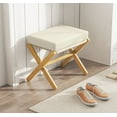thumbnail image 3 of Bamboohomie Small Ottoman Foot Rest, Foldable Bamboo X-Leg Stool with Padded Cushion, Patio Ottoman for Living Room, Natural, 3 of 7