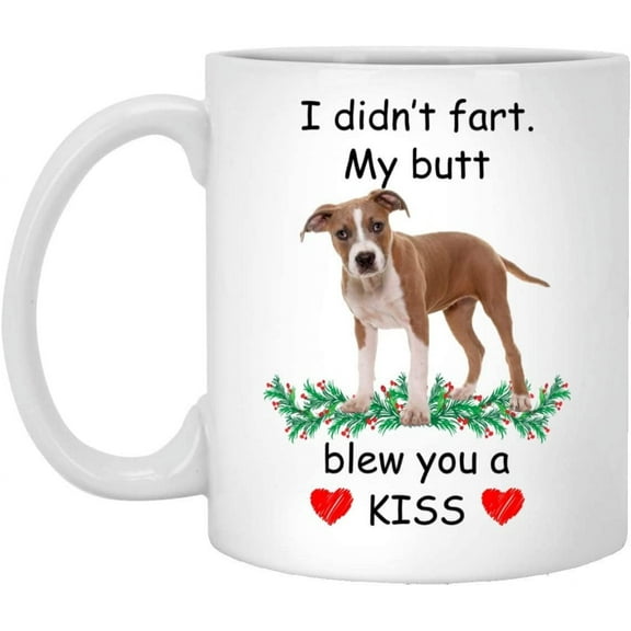 Funny Pet Lover Gifts American Staffordshire Terrier Tan Puppy Blew You A Kiss Christmas 2022 Gifts White Coffee Mug White 11oz