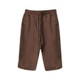 thumbnail image 5 of Charmgo Womens Lounge Pants Women's Casual Knee Length Short Pants Ladies Loose Drawstring Solid Color Shorts Linen Pants Women Capris Pants for Women Coffee XXXL, 5 of 5
