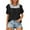 Black, variant on Ussuma Workout Tops for Women Womens Summer Top Ruffle Short Sleeve Lace Crochet Shirt Dressy Casual Loose Tunic Blouse Up to 50% off Crew Neck T Shirts for Womens Tops Round-Neck Solidcolor