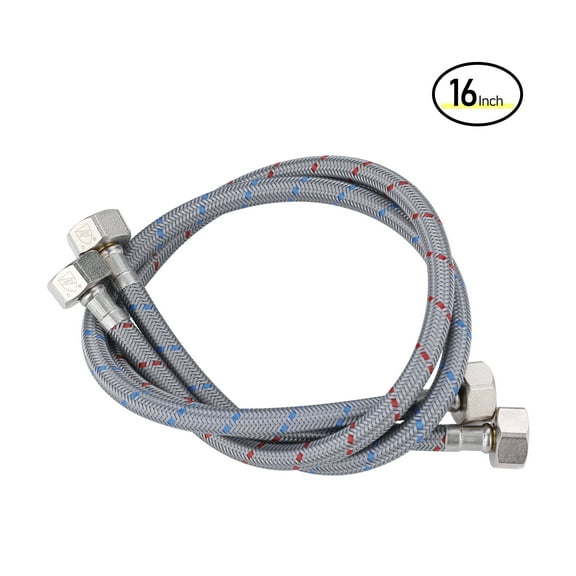 Wowow 16-Inch Length Faucet Hose Connector Braided Stainless Steel cUPC Supply Lines 1/2-Inch FIP x 1/2-Inch FIP Sink Hose Replacement 1 Pair