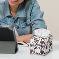 thumbnail image 6 of FUIALDOLG Waterproof Tissue Box Holder, Square PU Leather Tissue Box Cover, Brown Cow Decorative Facial Paper Organizer Dispenser for Bathroom, Night Stands, Desk, 5.1X5.1X5.5'', 6 of 7