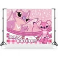 thumbnail image 3 of 1set Cartoon Lilo&Stitch Theme Party Backdrops Kids Birthday Party Photo Decoration Photography Ocean Flower Background Decor, 3 of 5