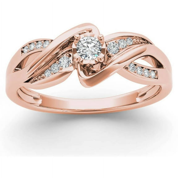 1/6 Carat T.W. Diamond Criss-Criss Shank 10kt Rose Gold Engagement Ring