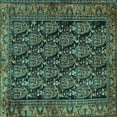 thumbnail image 1 of Ahgly Company Machine Washable Indoor Square Persian Turquoise Blue Traditional Area Rugs, 7' Square, 1 of 4