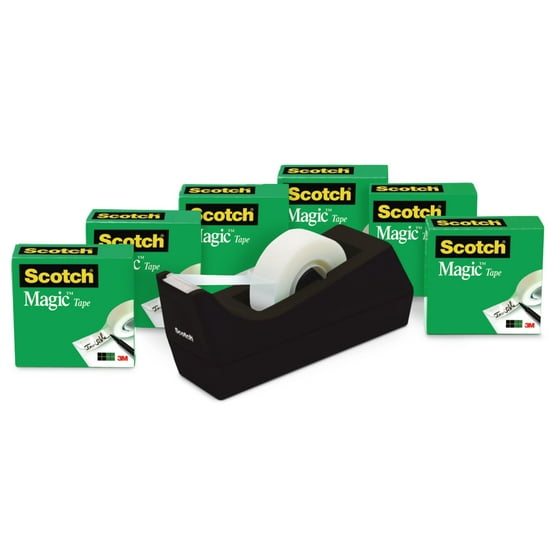 Scotch Desktop Magic Tape Dispenser Value Pack Feat 6