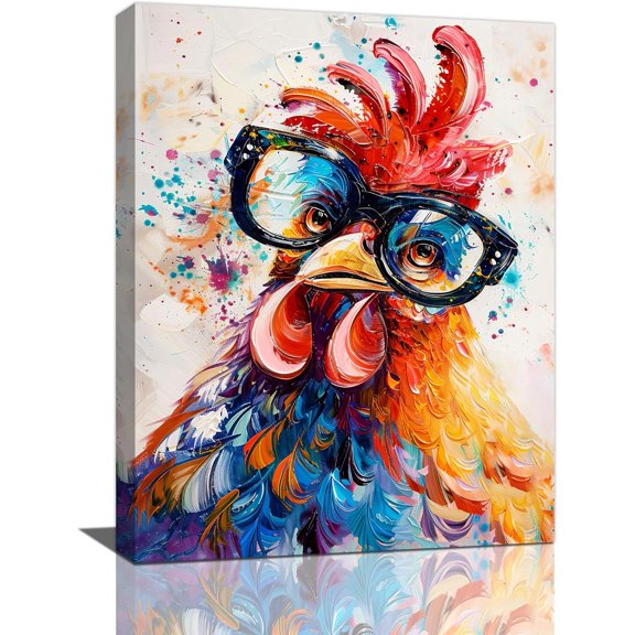 Aaheei Banksy Chicken Wall Art Rooster Pictures Funny Chicken Canvas Wall Decor Rooster Painting Home Modern Artwork Decorations for Kitchen Living Room Bedroom Bathroom Office