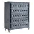 thumbnail image 1 of ACME Rectangular Upholstered 5-Drawer Dante Chest in Gray Velvet, 1 of 6