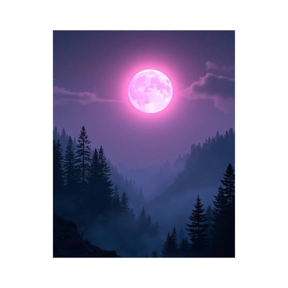 Paint by Numbers Kit for Adults, Forest Pink Moon Night Paint by Numbers, Easy Paint by Numbers Kit for Adults Beginner, DIY Adult Paint by Number Kits on Canvas, Home Decor