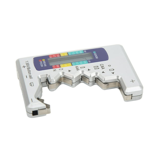 Digital Battery Capacity Gauge, Readout Universal Battery Tester LCD Screen 3 Areas Display For AA AAA Batteries Silver