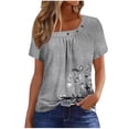 thumbnail image 1 of Pisexur Hauts pour Femmes, Hauts d'Été, T-shirt Plissé à Manches Courtes, Mode et Confortable, Gris, P, 1 of 6