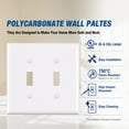 thumbnail image 2 of Hyper Tough Impact-Resistant 2 Toggle Mid-size Wallplate, Durable Thermoplastic, White Finish, 2 of 9