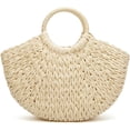 thumbnail image 2 of CoCopeaunts Women Straw Bag Large Woven Tote Bag with Pendant Round Handle Tote Retro Purse Hobo Summer Beach Handbag, 2 of 5