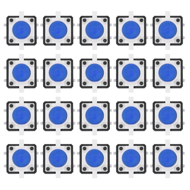 Uadme 20PCS 12x12x7.3mm Interruptor de botón táctil - Interruptor de botón táctil momentáneo LED(Azul)
