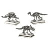 Set of 3 Metallic Silver Antiqued Jurassic Dinosaur Table Top Figures 11"