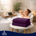 thumbnail image 6 of Dan River Bath Sheet Towels Performance Texture 2 pack 35x70 in XX-Large Ribbed Stripe Cotton Towel for Bath - Purple Passion, 6 of 10
