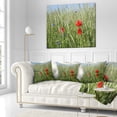 thumbnail image 2 of Designart Rural Landscape with Red Poppies - Landscape Printed Throw Pillow - 18x18, 2 of 4