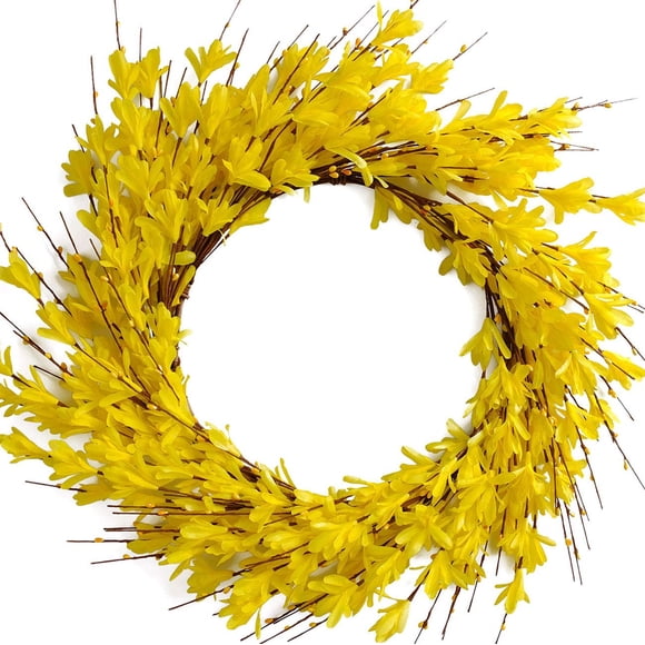 Corona de flores artificiales de forsitia Bibelot de 50 cm para decoración del hogar