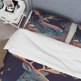 thumbnail image 4 of Designart "Regal Stag Amidst the Woods II" Animal Landscape Bedding Covert Set - Animals Blue Children's Art Bed Set With 2 Shams, 4 of 6