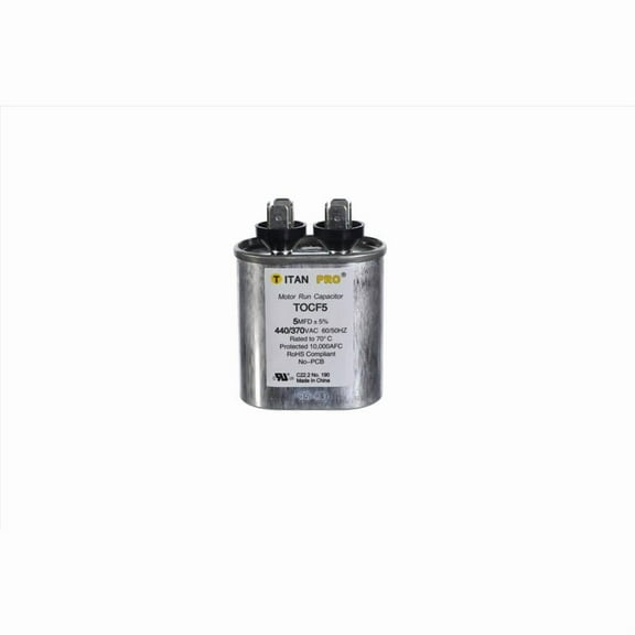 Titan Pro TOCF5 Run Capacitor 5 MFD 440/370 Volt Oval