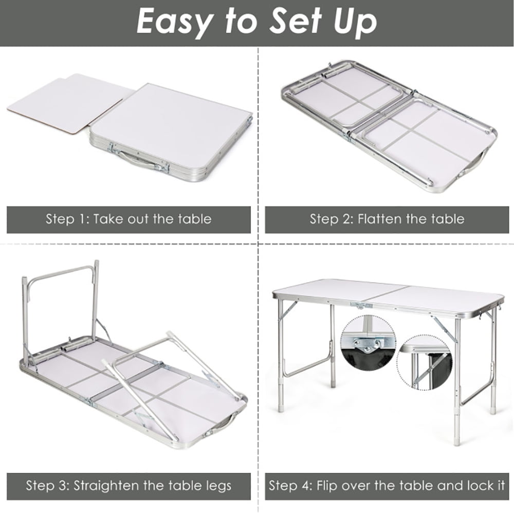 Aimee Lii Height Adjustable Folding Camping Table, Portable Tables Folding, Gray