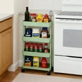 thumbnail image 6 of Pinksheep Slim Rolling Storage Cart, 4Tier Bathroom Organizer Utility Carts Shelving Unit with Wheels for Kitchen, Green, 6 of 7