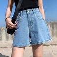 thumbnail image 1 of NOVEDAD DE VERANO 2020, pantalones cortos vaqueros blancos y negros, pantalones de pierna ancha de cintura alta para mujer, pantalones holgados ins hot, aspecto fino y alto, 1 of 5