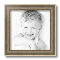 ArtToFrames 10x10 Inch Aged White Gold Picture Frame, This Silver Wood Poster Frame is Great for Your Art or Photos, Comes with Regular Glass (2036)