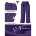 thumbnail image 5 of SHOWMALL Womens Plus Wide Leg Pants High Waisted Palazzo Pants Purple 4X Belted Lightweight Work Pants Lose Trousers with Pockets, 5 of 9