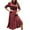 Wine, variant on Kmdttou Women's Summer Casual Sexy FashionShort Sleeve Round Neck Solid Color Pleated Dress,Chic Day Dresses for Ladies Summer Wear