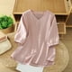 thumbnail image 1 of TaTaai Women's V-Neck Cotton Linen Top, Soft Breathable, Loose Fit, 3/4 Sleeve, Solid Color Button Detail, Casual Daily Spring Summer Outings Multi-Color Gift, 1 of 6