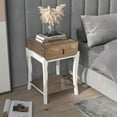 thumbnail image 3 of COSIEST 2PCS Farmhouse 2-Tier Wood Nightstand Accent End Table with Drawer, 3 of 7