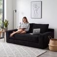 thumbnail image 4 of QuzyAor 70" Corduroy Convertible Loveseat Sofa, 2-in-1 Cloud Sleeper Couch with Memory Foam, Folding Boneless Love Seat for Living Room, Apartment, Black, 4 of 12