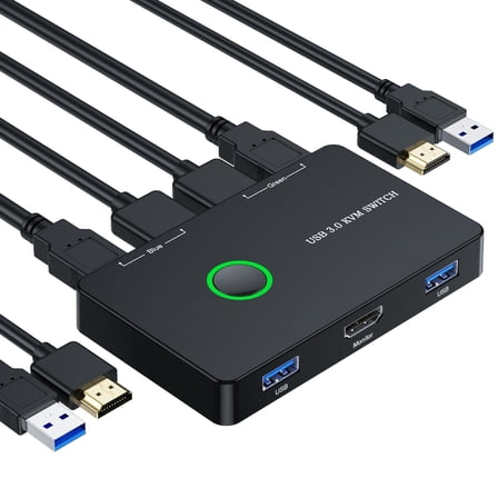 KVM Switcher for 2 Computers Sharing 1 MonitorScanner HDMI2.0-compatible USB For Mouse Keyboard Hub