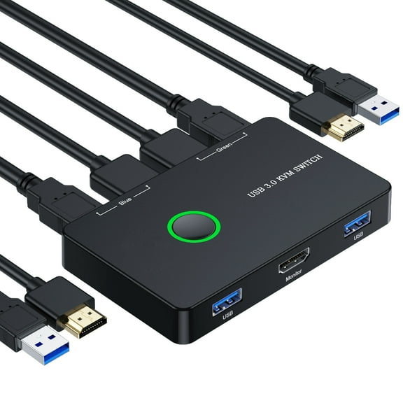KVM Switcher for 2 Computers Sharing 1 MonitorScanner HDMI2.0-compatible USB For Mouse Keyboard Hub
