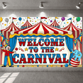 thumbnail image 5 of Clown Design Carnival Banner Elephant  Circus Display Colorful Balloons Striped Tent Welcome Backdrop for Carnival Party Circus Event Welcome Celebration, 5 of 8