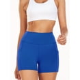 thumbnail image 3 of NELEUS Womens 4" Spandex Booty Shorts Yoga Workout Athletic Shorts High Waist with Pockets,Blue,US Size XL, 3 of 9