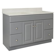 Design House 585984 Wyndham 2-Door 4-Drawer Vanity with Cultured Marble 4 in. Centerset White on White Top, Unassembled, 49x22, Gray
