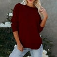 thumbnail image 5 of Women Cotton Sweatshirts Casual Loose Crewneck Long Sleeve Pullover Sweatshirt Comfy Lightweight Fall Winter Side Split Tops, 5 of 5