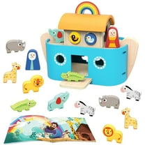 TOOKYLAND Wooden Noah's Ark Playset - Animal Shape Sorter, Toy for Toddlers 2 Year Old  