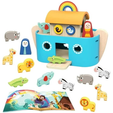 TOOKYLAND Wooden Noah's Ark Playset - Animal Shape Sorter, Toy for Toddlers 2 Year Old  