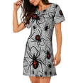 thumbnail image 2 of Kdxio Spiders Pattern Womens Short Sleeve Sleepshirt Scoopneck Cute Nightdress Ruffle Comfy Nightgown, 2 of 6